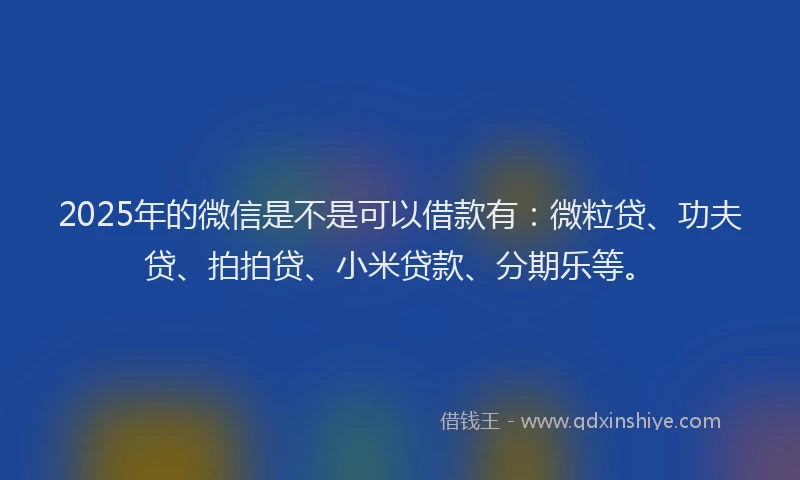 2025年的微信是不是可以借款有：微粒贷、功夫贷、拍拍贷、小米贷款、分期乐等。