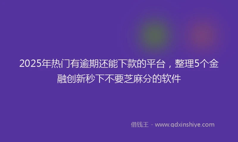 2025年热门有逾期还能下款的平台，整理5个金融创新秒下不要芝麻分的软件
