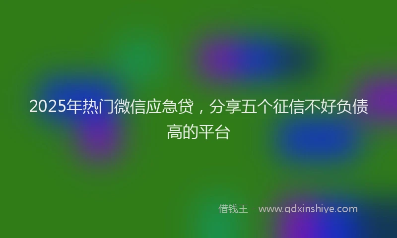 2025年热门微信应急贷，分享五个征信不好负债高的平台