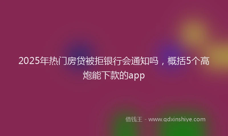 2025年热门房贷被拒银行会通知吗，概括5个高炮能下款的app