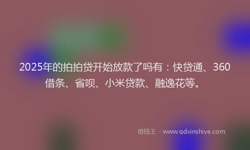 2025年的拍拍贷开始放款了吗有：快贷通、360借条、省呗、小米贷款、融逸花等。