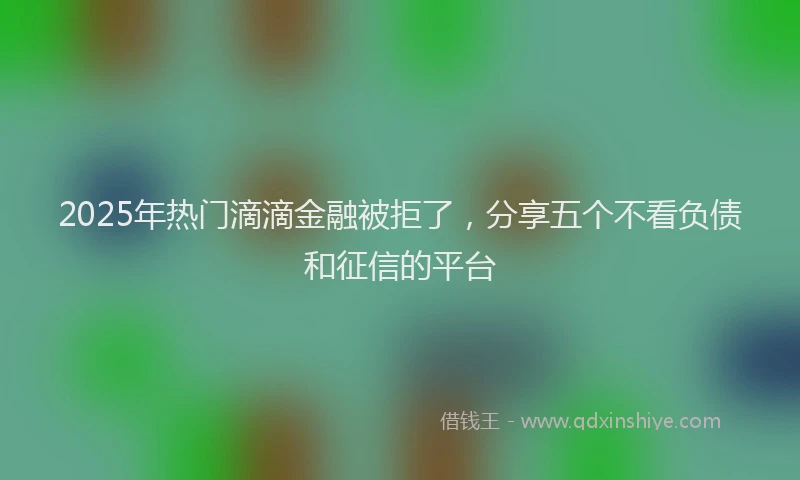 2025年热门滴滴金融被拒了，分享五个不看负债和征信的平台