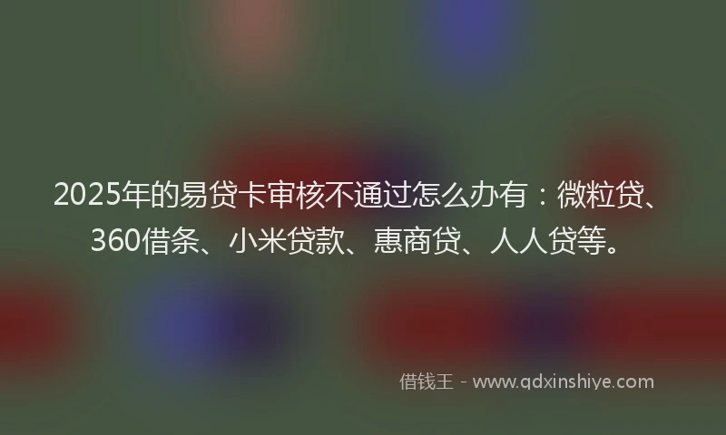 2025年的易贷卡审核不通过怎么办有：微粒贷、360借条、小米贷款、惠商贷、人人贷等。
