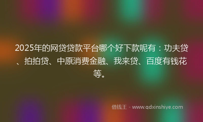 2025年的网贷贷款平台哪个好下款呢有：功夫贷、拍拍贷、中原消费金融、我来贷、百度有钱花等。