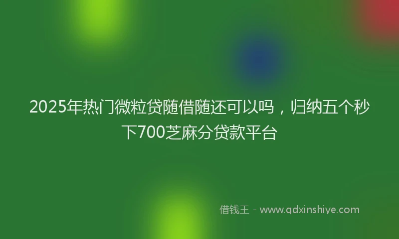 2025年热门微粒贷随借随还可以吗，归纳五个秒下700芝麻分贷款平台