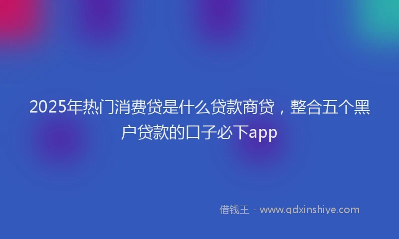 2025年热门消费贷是什么贷款商贷，整合五个黑户贷款的口子必下app