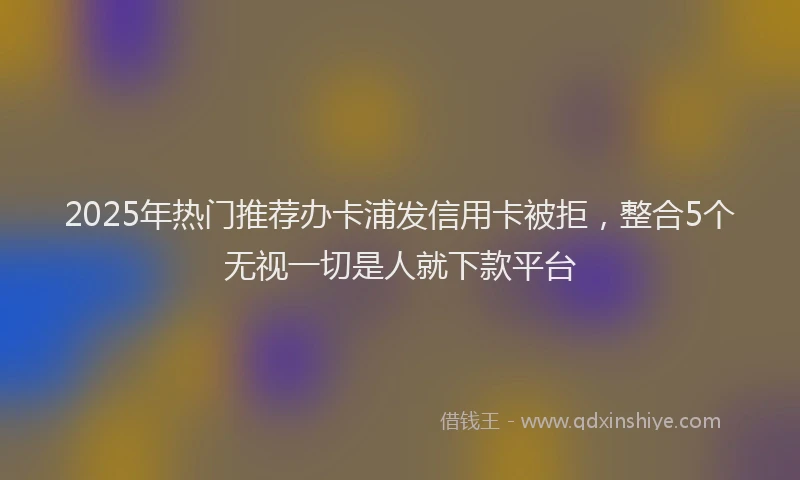 2025年热门推荐办卡浦发信用卡被拒，整合5个无视一切是人就下款平台