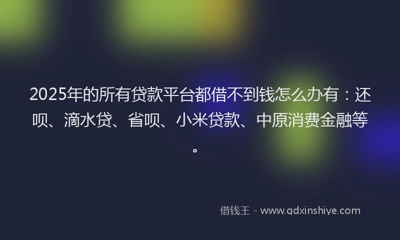 2025年的所有贷款平台都借不到钱怎么办有：还呗、滴水贷、省呗、小米贷款、中原消费金融等。