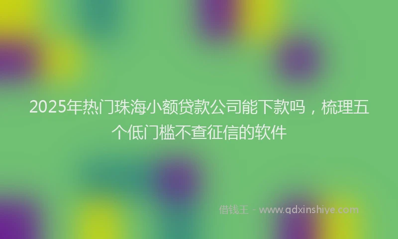 2025年热门珠海小额贷款公司能下款吗，梳理五个低门槛不查征信的软件