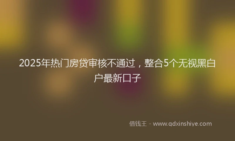 2025年热门房贷审核不通过，整合5个无视黑白户最新口子