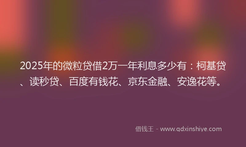 2025年的微粒贷借2万一年利息多少有：柯基贷、读秒贷、百度有钱花、京东金融、安逸花等。