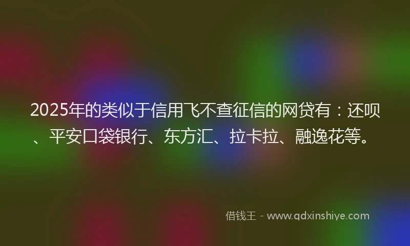 2025年的类似于信用飞不查征信的网贷有：还呗、平安口袋银行、东方汇、拉卡拉、融逸花等。
