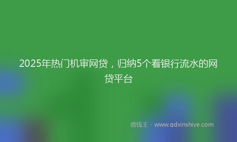 2025年热门机审网贷，归纳5个看银行流水的网贷平台
