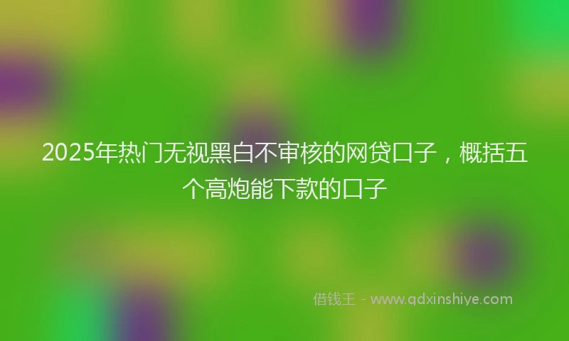 2025年热门无视黑白不审核的网贷口子，概括五个高炮能下款的口子