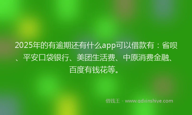 2025年的有逾期还有什么app可以借款有：省呗、平安口袋银行、美团生活费、中原消费金融、百度有钱花等。