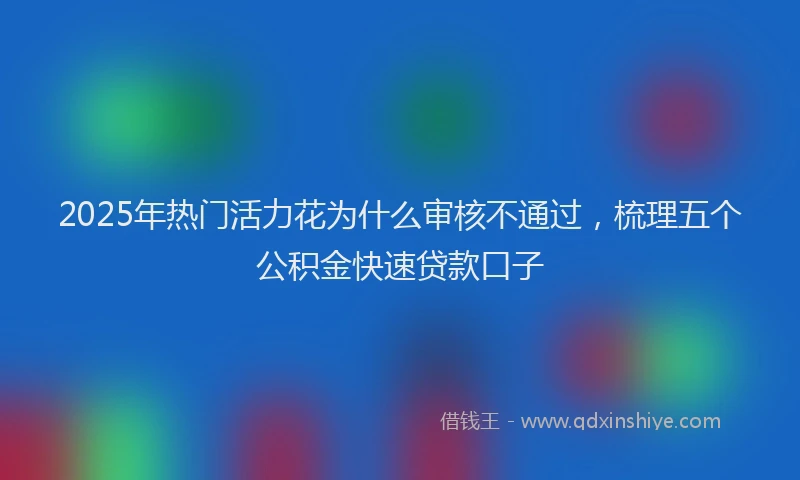 2025年热门活力花为什么审核不通过，梳理五个公积金快速贷款口子