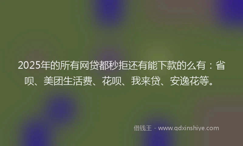 2025年的所有网贷都秒拒还有能下款的么有：省呗、美团生活费、花呗、我来贷、安逸花等。