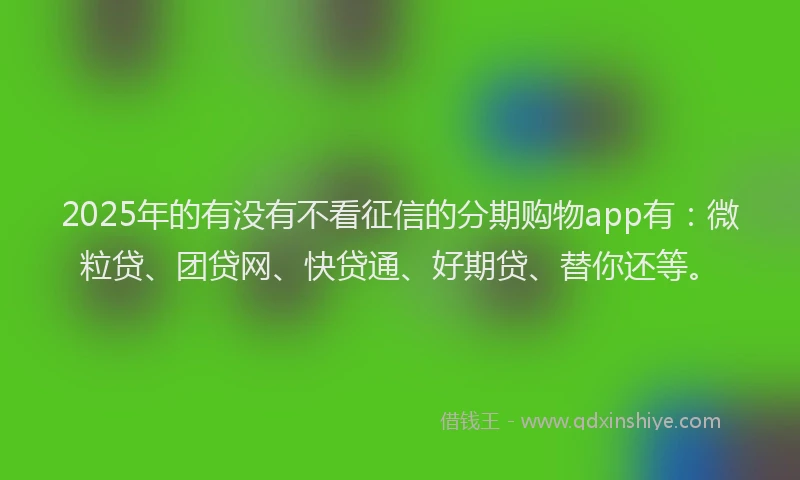 2025年的有没有不看征信的分期购物app有：微粒贷、团贷网、快贷通、好期贷、替你还等。