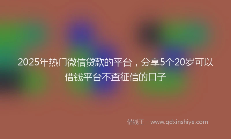 2025年热门微信贷款的平台，分享5个20岁可以借钱平台不查征信的口子