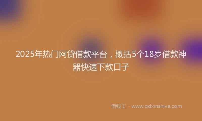 2025年热门网贷借款平台，概括5个18岁借款神器快速下款口子