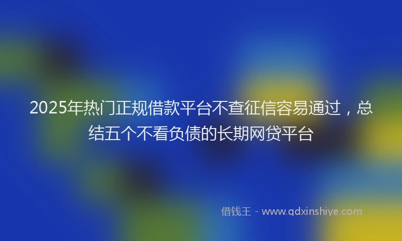 2025年热门正规借款平台不查征信容易通过，总结五个不看负债的长期网贷平台