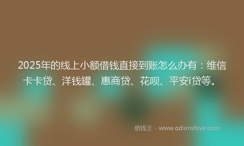 2025年的线上小额借钱直接到账怎么办有：维信卡卡贷、洋钱罐、惠商贷、花呗、平安i贷等。