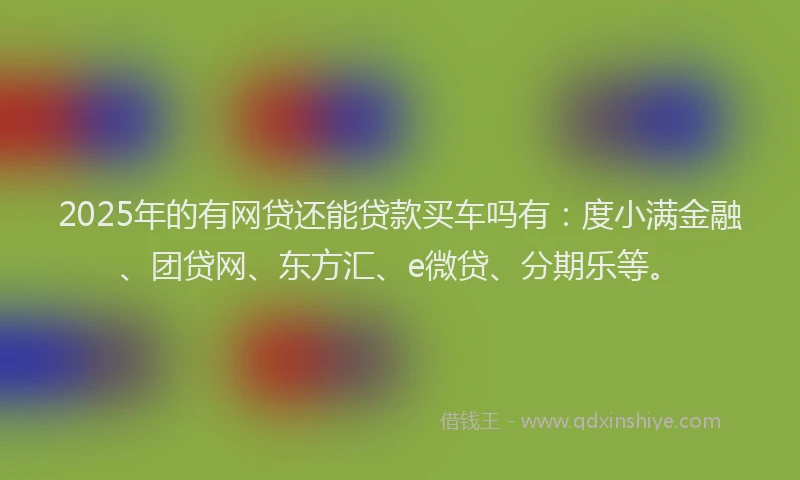 2025年的有网贷还能贷款买车吗有：度小满金融、团贷网、东方汇、e微贷、分期乐等。