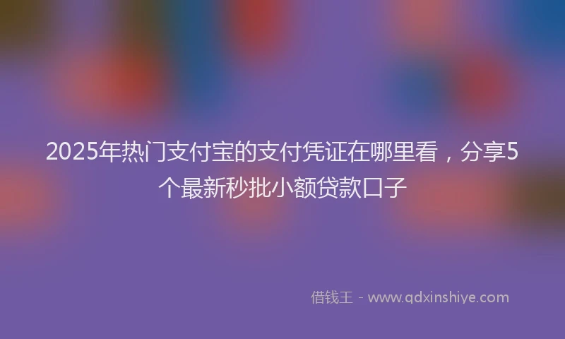 2025年热门支付宝的支付凭证在哪里看，分享5个最新秒批小额贷款口子