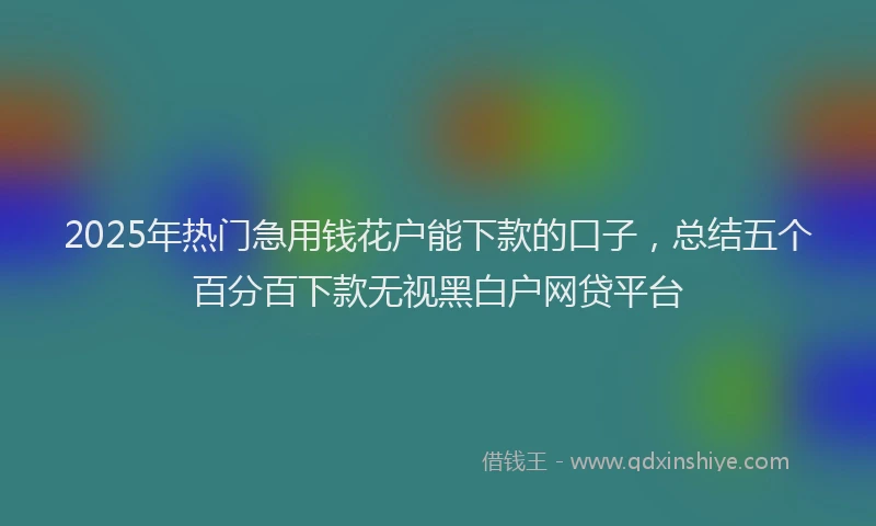 2025年热门急用钱花户能下款的口子，总结五个百分百下款无视黑白户网贷平台