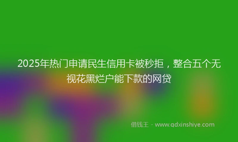 2025年热门申请民生信用卡被秒拒，整合五个无视花黑烂户能下款的网贷