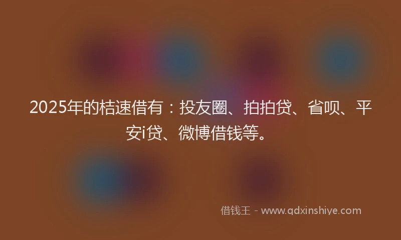 2025年的桔速借有：投友圈、拍拍贷、省呗、平安i贷、微博借钱等。
