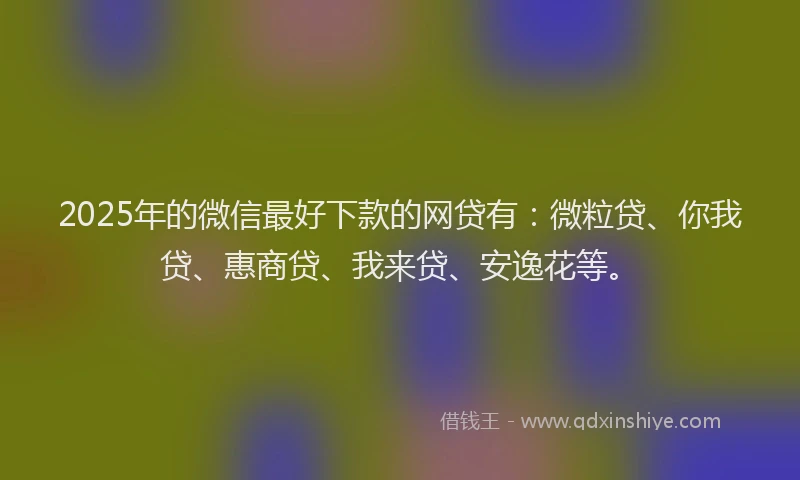 2025年的微信最好下款的网贷有：微粒贷、你我贷、惠商贷、我来贷、安逸花等。