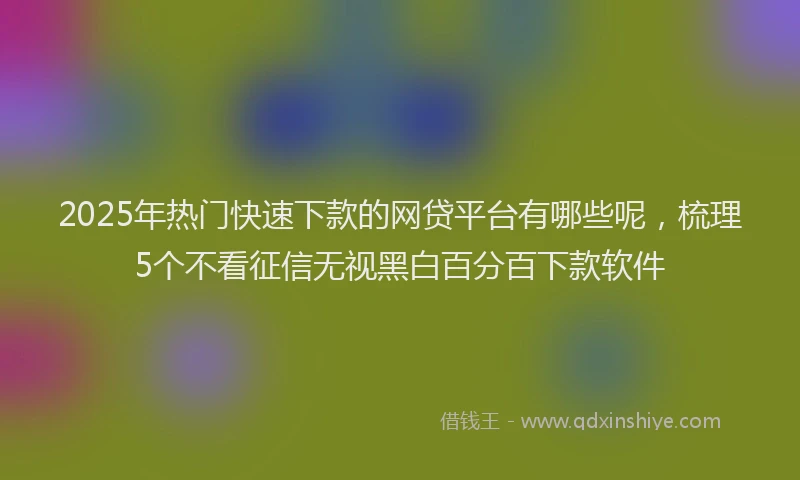 2025年热门快速下款的网贷平台有哪些呢，梳理5个不看征信无视黑白百分百下款软件