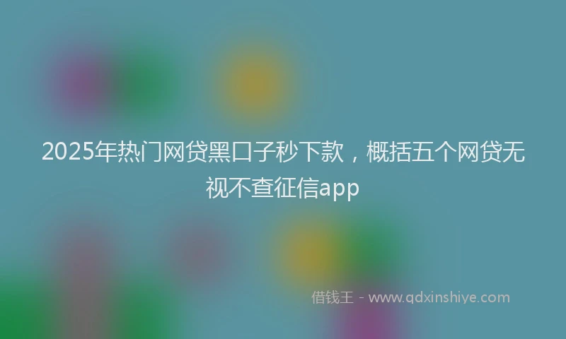 2025年热门网贷黑口子秒下款，概括五个网贷无视不查征信app
