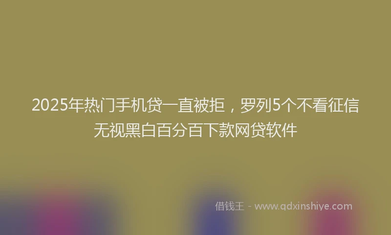 2025年热门手机贷一直被拒，罗列5个不看征信无视黑白百分百下款网贷软件
