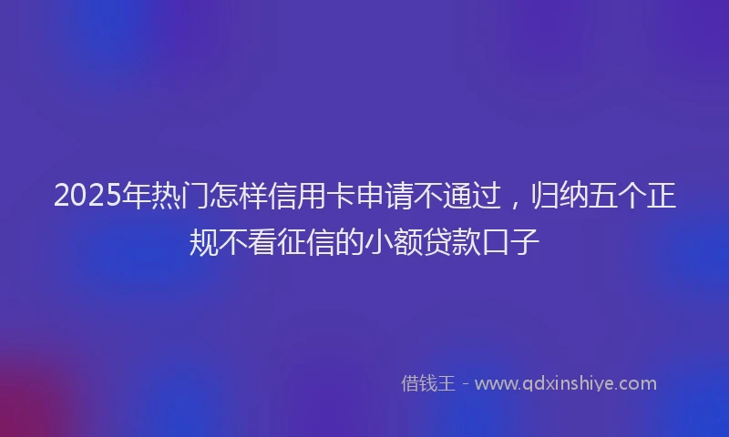 2025年热门怎样信用卡申请不通过，归纳五个正规不看征信的小额贷款口子