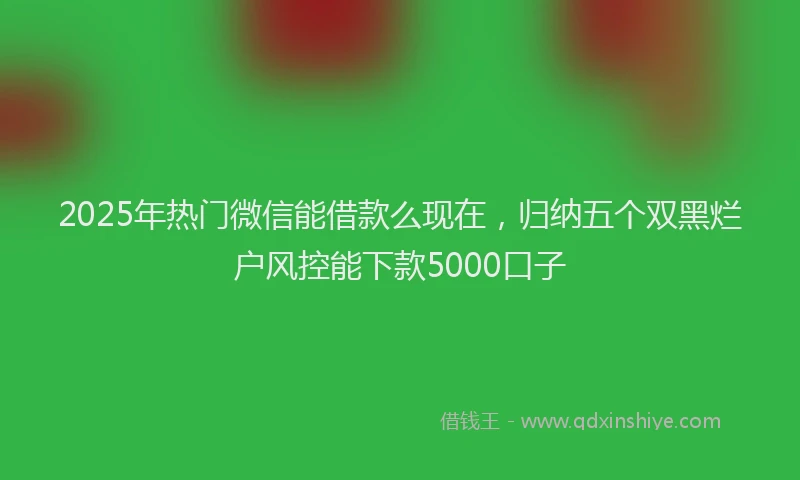 2025年热门微信能借款么现在，归纳五个双黑烂户风控能下款5000口子