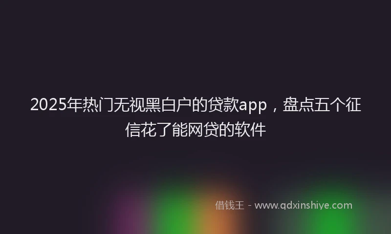 2025年热门无视黑白户的贷款app，盘点五个征信花了能网贷的软件