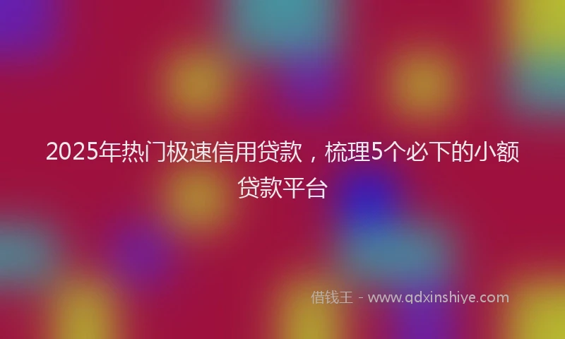 2025年热门极速信用贷款，梳理5个必下的小额贷款平台