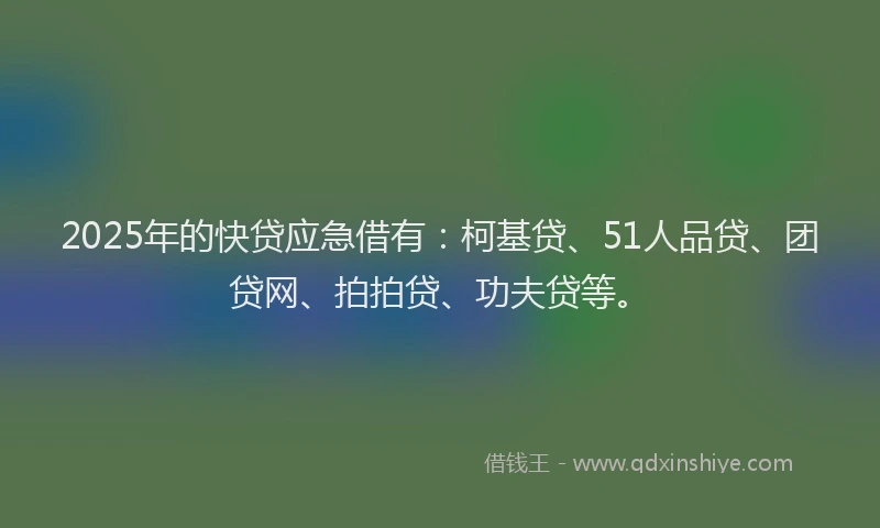2025年的快贷应急借有：柯基贷、51人品贷、团贷网、拍拍贷、功夫贷等。