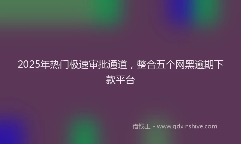 2025年热门极速审批通道，整合五个网黑逾期下款平台