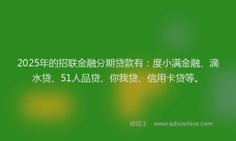 2025年的招联金融分期贷款有：度小满金融、滴水贷、51人品贷、你我贷、信用卡贷等。
