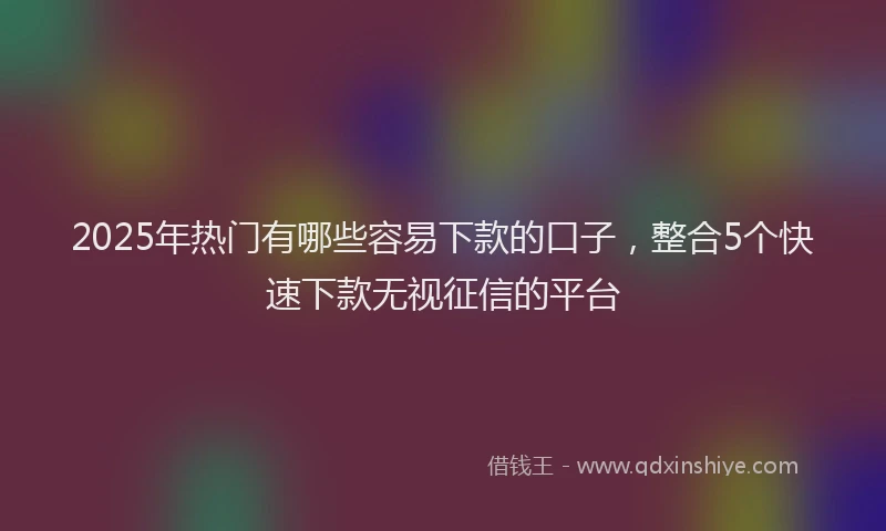 2025年热门有哪些容易下款的口子，整合5个快速下款无视征信的平台