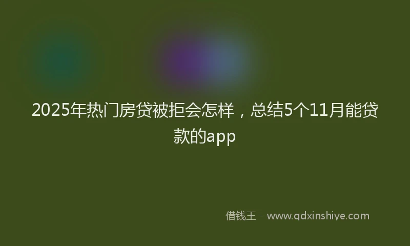 2025年热门房贷被拒会怎样，总结5个11月能贷款的app