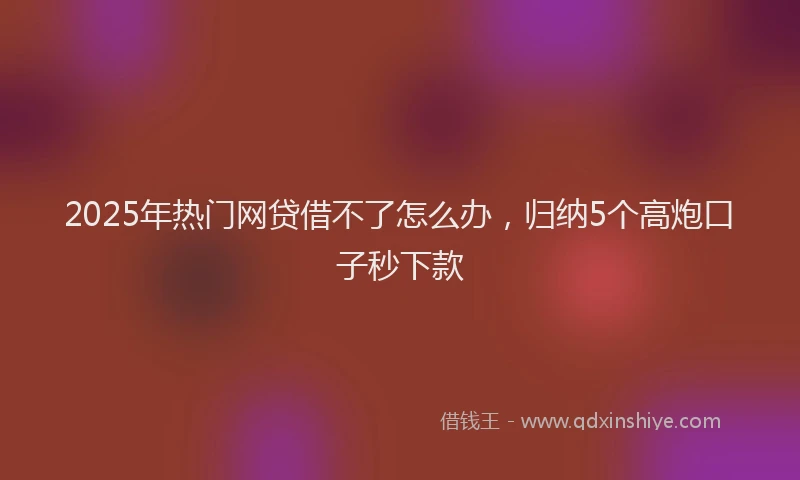 2025年热门网贷借不了怎么办，归纳5个高炮口子秒下款