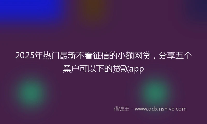 2025年热门最新不看征信的小额网贷，分享五个黑户可以下的贷款app
