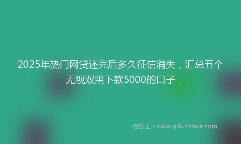 2025年热门网贷还完后多久征信消失，汇总五个无视双黑下款5000的口子
