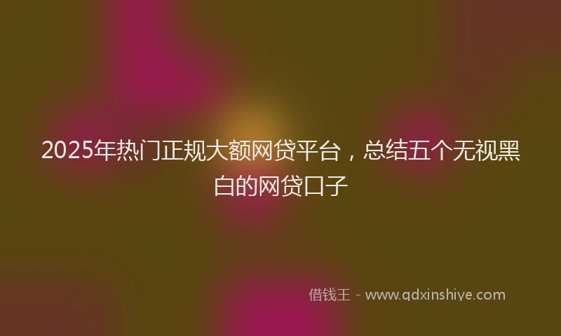2025年热门正规大额网贷平台，总结五个无视黑白的网贷口子