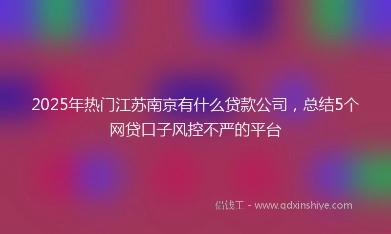 2025年热门江苏南京有什么贷款公司，总结5个网贷口子风控不严的平台