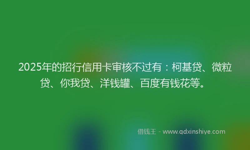 2025年的招行信用卡审核不过有：柯基贷、微粒贷、你我贷、洋钱罐、百度有钱花等。